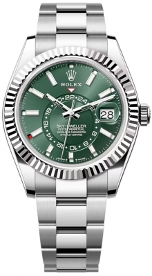 replica Rolex Sky Dweller 42mm Mens Watch336934 Green Oyster