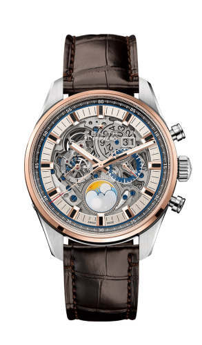 replica Zenith - 51.2530.4047/78.C810 El Primero Chronomaster Grande Date Full Open Stainless Steel / Pink Gold / Alligator