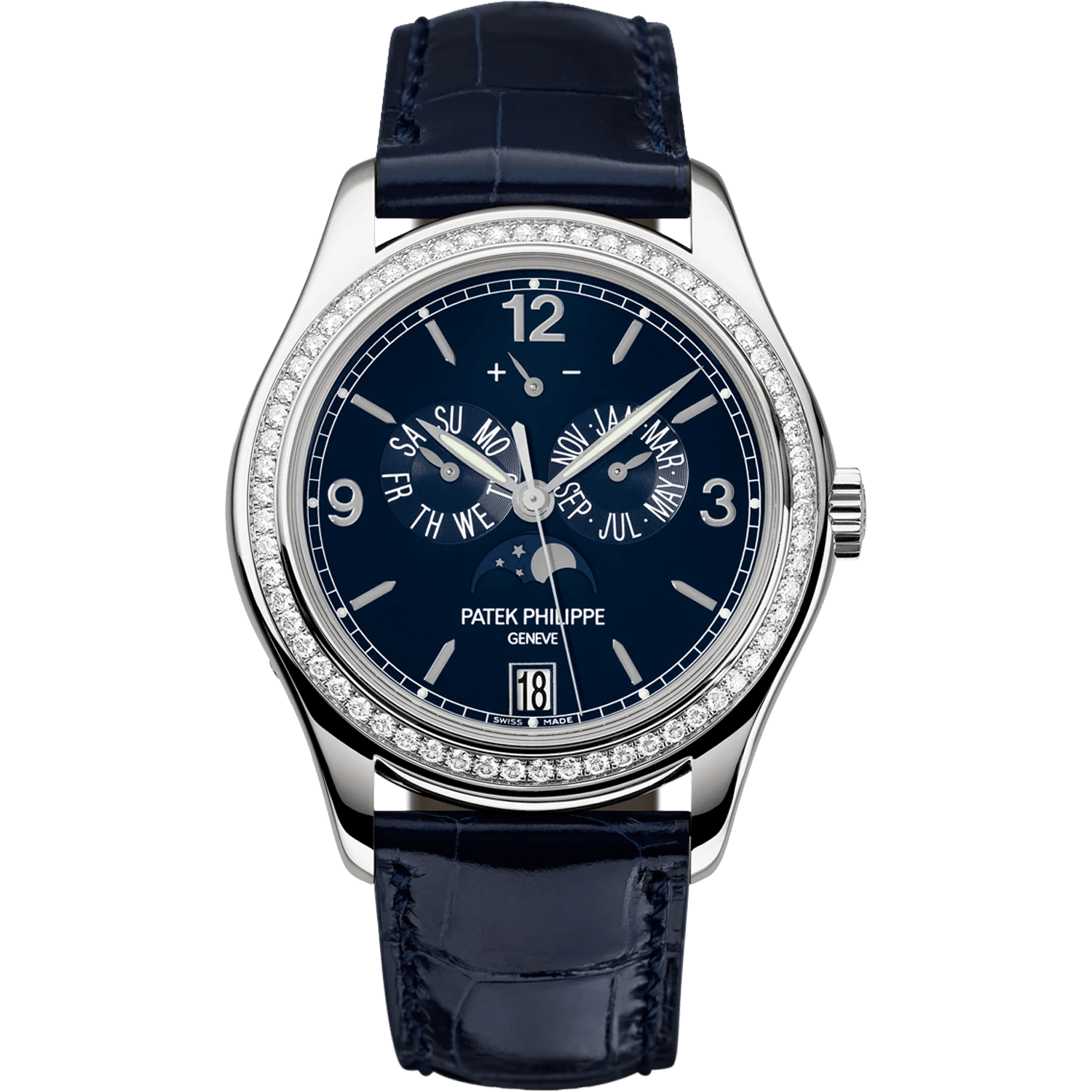 Super clone watch PATEK PHILIPPE COMPLICATIONS ANNUAL CALENDAR MOON PHASES 39MM 5147G-001