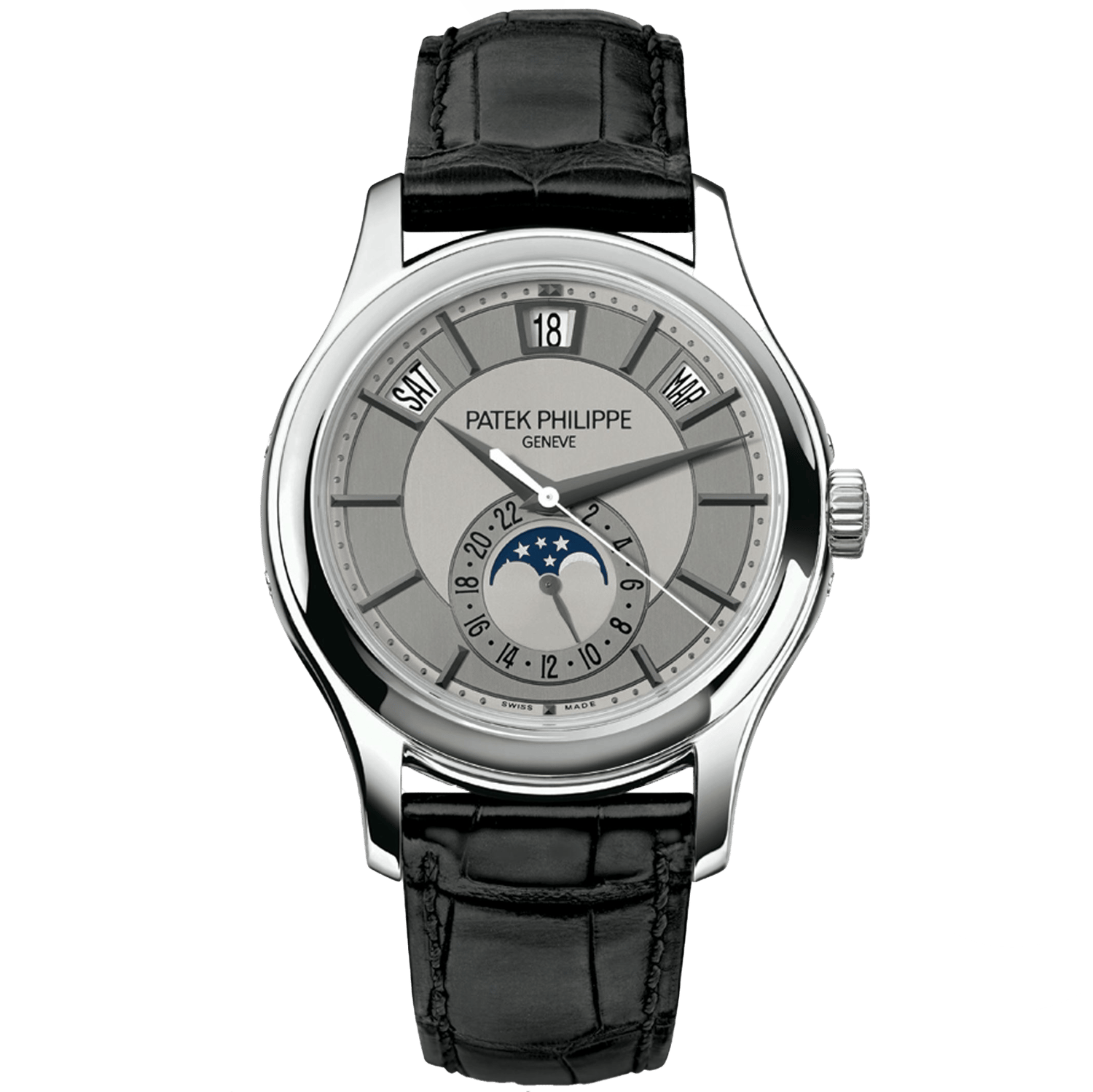 Super clone watch PATEK PHILIPPE COMPLICATIONS ANNUAL CALENDAR MOON PHASES 40MM 5205G-001