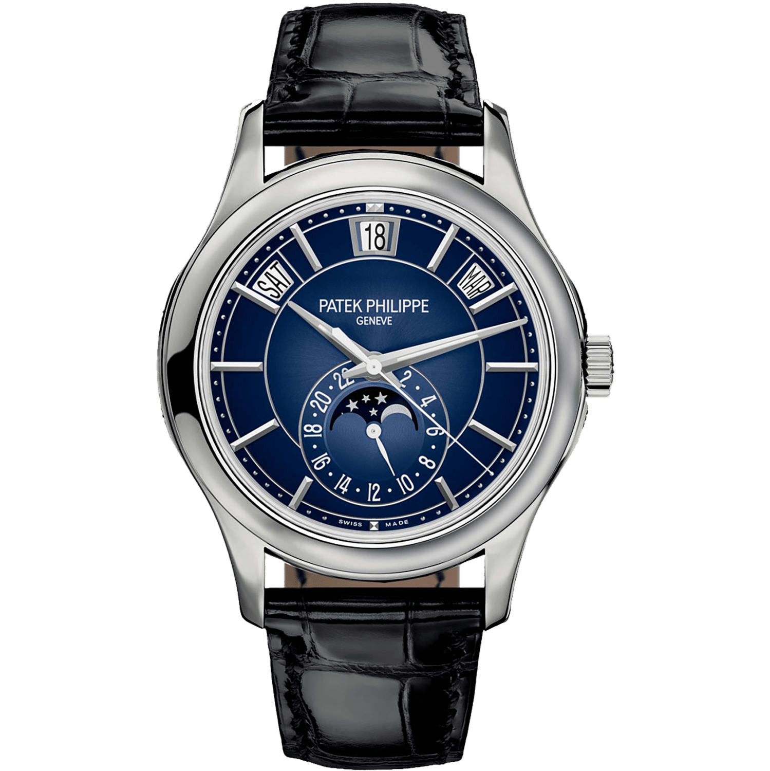 Super clone watch PATEK PHILIPPE COMPLICATIONS ANNUAL CALENDAR MOON PHASES 40MM 5205G-013