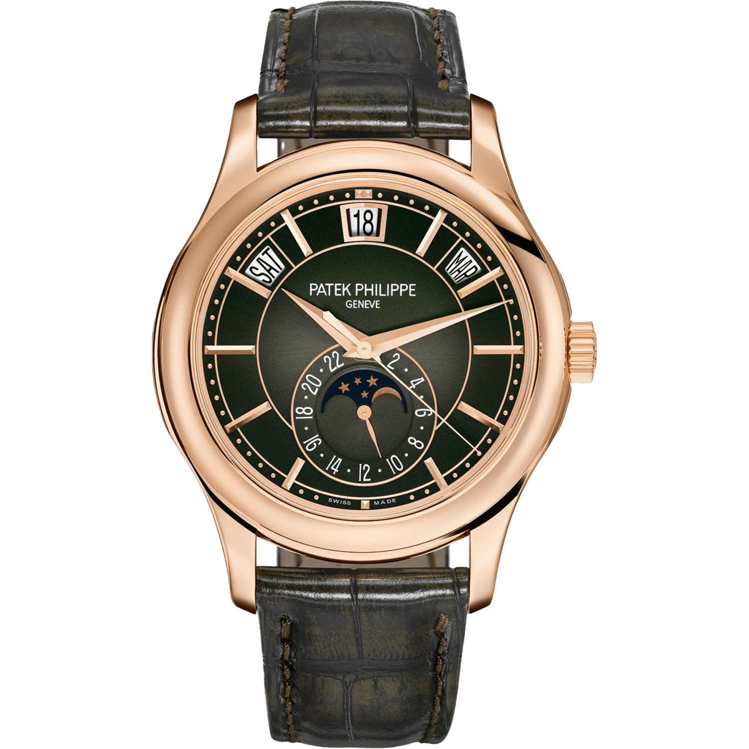 Super clone watch PATEK PHILIPPE COMPLICATIONS ANNUAL CALENDAR MOON PHASES 40MM 5205R-011