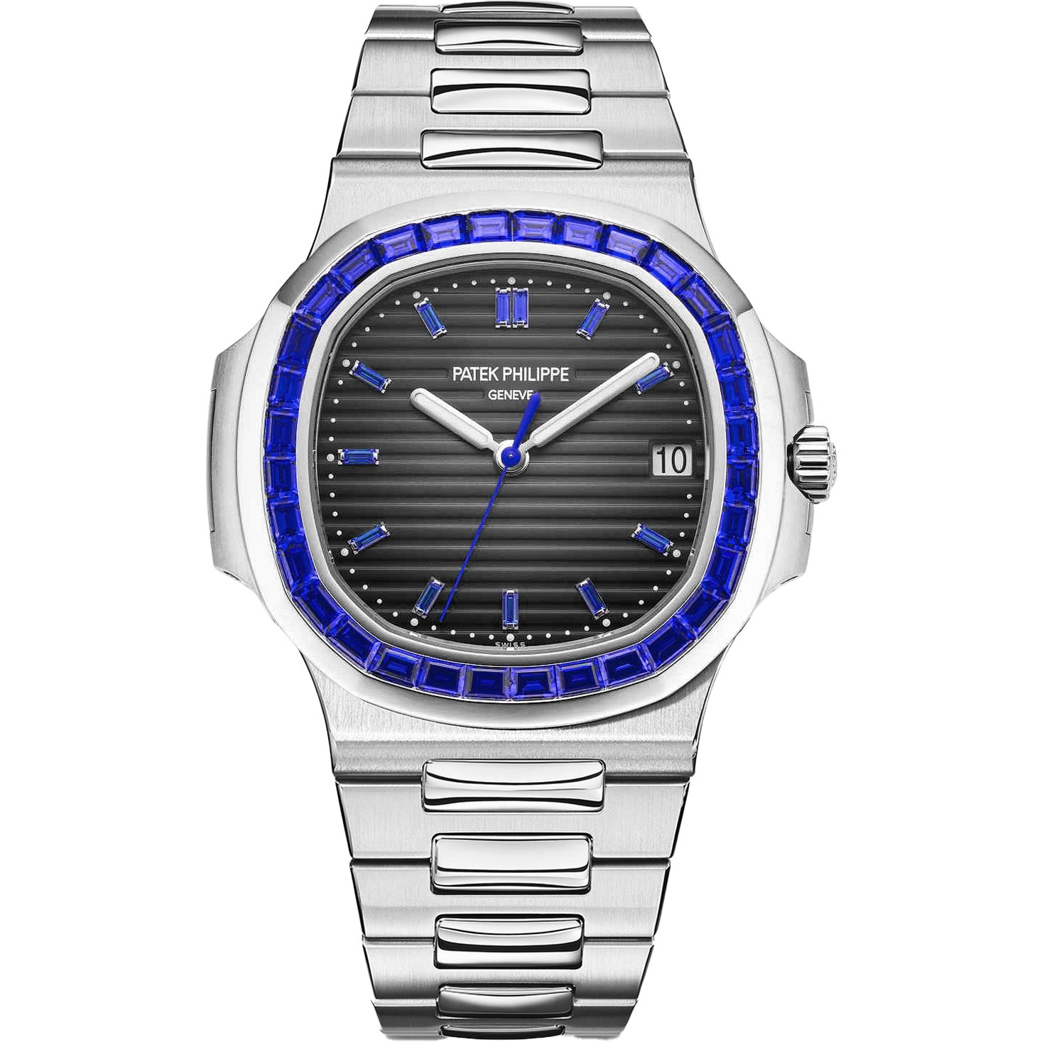 Super clone watch PATEK PHILIPPE NAUTILUS PLATINUM SAPPHIRES 40.5MM 5711/111P-001