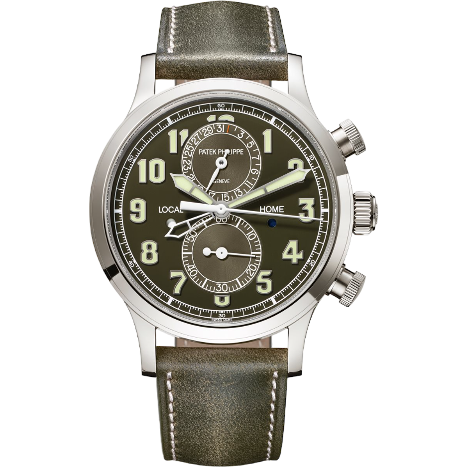 Super clone watch PATEK PHILIPPE COMPLICATIONS CALATRAVA PILOT TRAVEL TIME CHRONOGRAPH 42MM 5924G-010