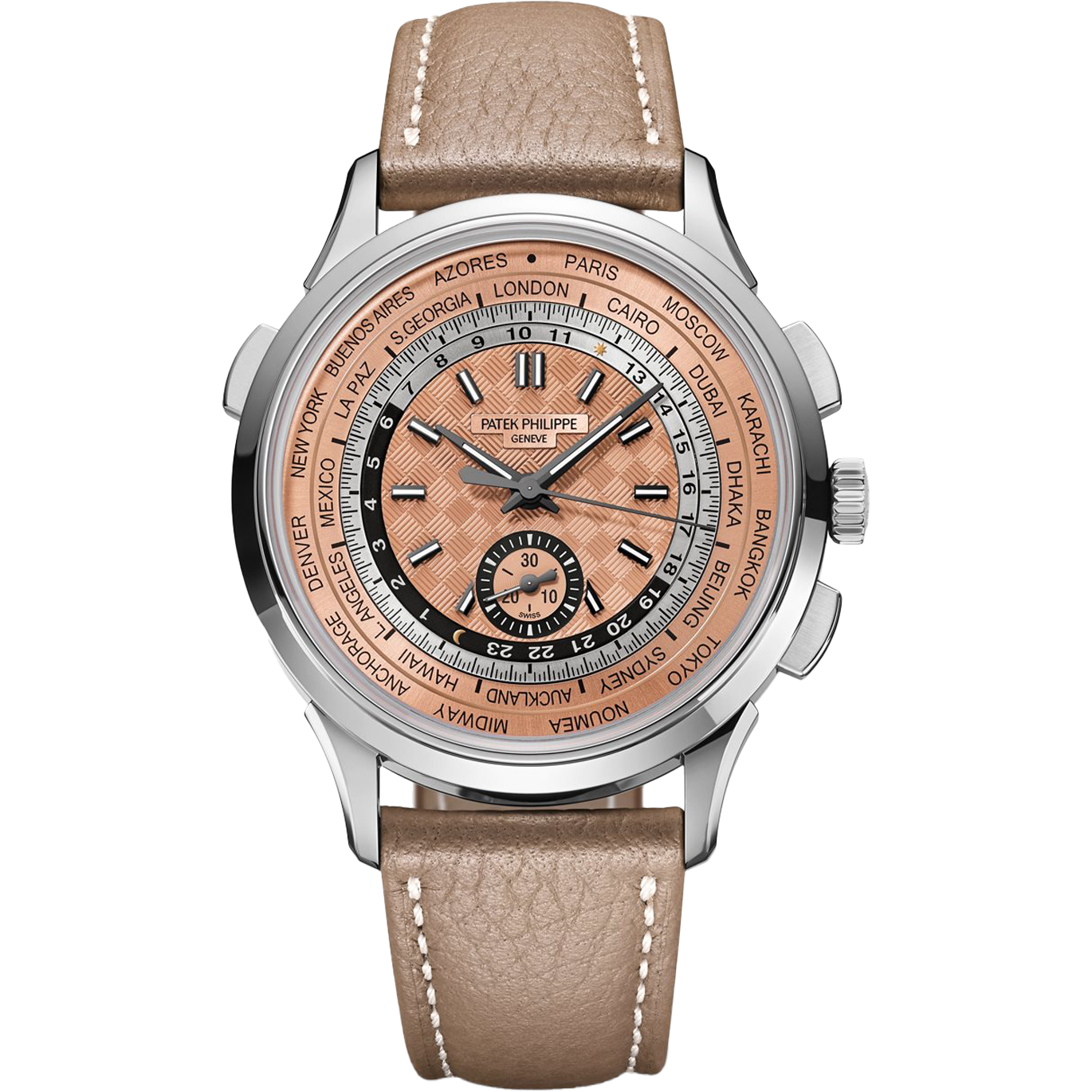 Super clone watch PATEK PHILIPPE COMPLICATIONS WORLD TIME FLYBACK CHRONOGRAPH 41MM 5935A-001