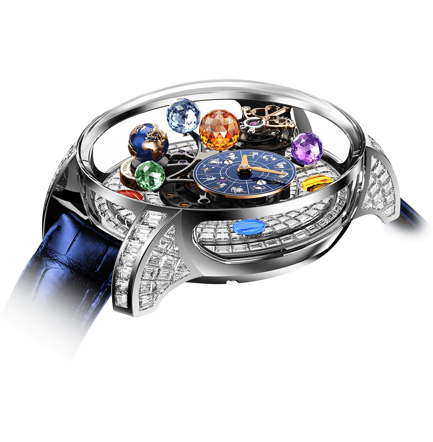 luxury replica watch JACOB & CO. ASTRONOMIA TOURBILLON SOLAR BAGUETTE JEWERLY PLANETS ZODIAC LIMITED EDITION 44MM AS910.30.BD.BD.A