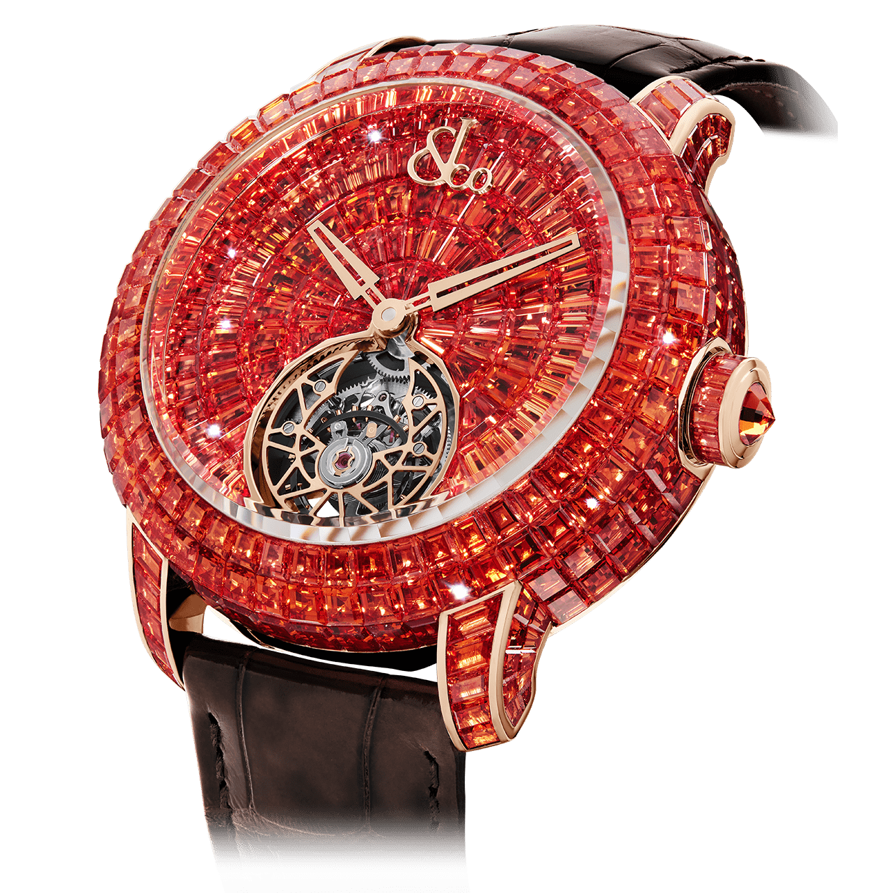 luxury replica watch JACOB & CO. CAVIAR TOURBILLON BAGUETTE ORANGE SAPPHIRES LIMITED EDITION 47MM CV210.40.BO.BO.ABALA