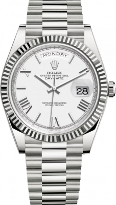 replica Rolex Day-Date 40mm White Gold Mens Watch 228239 White Roman