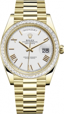 replica Rolex Day-Date 40mm Yellow Gold Mens Watch 228398TBR White Roman