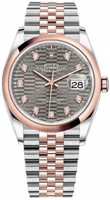 replica Rolex Datejust 36mm Stainless Steel and Rose Gold Ladies Watch 126201 Slate Fluted Diamond Jubilee