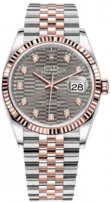 replica Rolex Datejust 36mm Stainless Steel and Rose Gold Ladies Watch 126231 Slate Fluted Diamond Jubilee