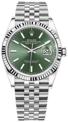 replica Rolex Datejust 36mm Stainless Steel Midsize Watch 126234 Mint Green Index Jubilee