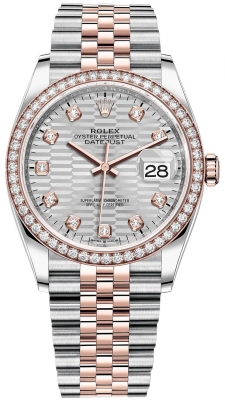 replica Rolex Datejust 36mm Stainless Steel and Rose Gold Ladies Watch 126281rbr Silver Fluted Diamond Jubilee