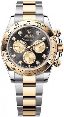 replica Rolex Cosmograph Daytona Steel and Gold Mens Watch 126503 Bright Black Golden Diamond