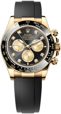 replica Rolex Cosmograph Daytona Yellow Gold Mens Watch 126518LN Bright Black Golden Diamond