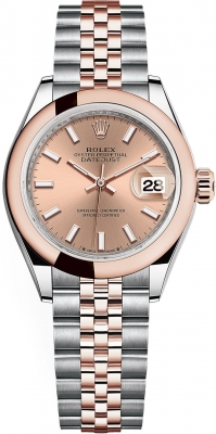 replica Rolex Lady Datejust 28mm Stainless Steel and Everose Gold Ladies Watch 279161 Rose Index Jubilee