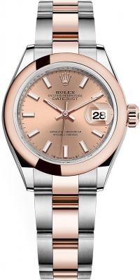 replica Rolex Lady Datejust 28mm Stainless Steel and Everose Gold Ladies Watch 279161 Rose Index Oyster