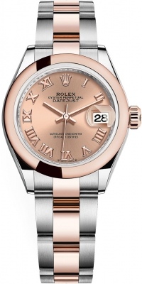 replica Rolex Lady Datejust 28mm Stainless Steel and Everose Gold Ladies Watch 279161 Rose Roman Oyster