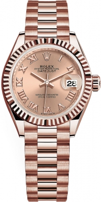 replica Rolex Lady Datejust 28mm Stainless Steel and Everose Gold Ladies Watch 279381RBR Rose Roman Jubilee