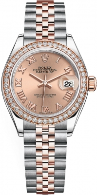 replica Rolex Lady Datejust 28mm Stainless Steel and Everose Gold Ladies Watch 279381RBR Rose Roman Oyster