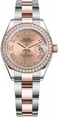 replica Rolex Lady Datejust 28mm Stainless Steel and Everose Gold Ladies Watch 279381RBR Rose 17 Diamond Oyster