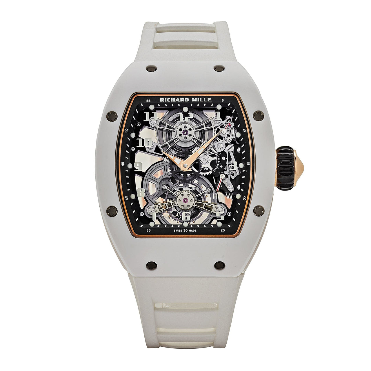 best replica Richard Mille RM 17-01 White Ceramic Rose Gold Manual Wind Tourbillon watch